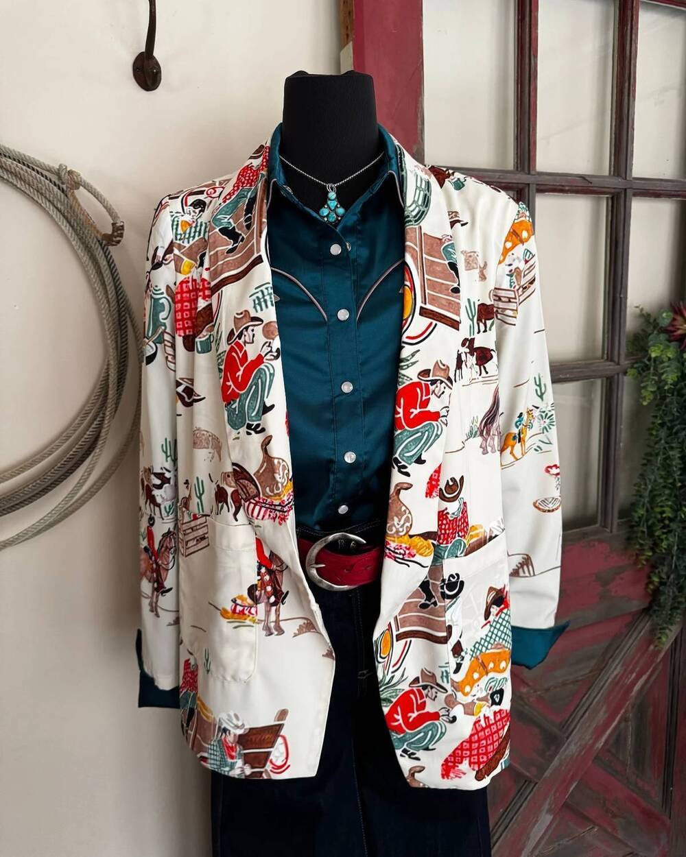 NEW TURQUOISE HAVEN women's frontier story blazer in ivory